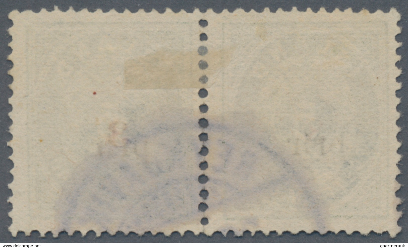 Island: 1897 Provisional 3 On 5a. Green HORIZONTAL PAIR, Perf 14x13½, Overprinted "3" In Red And LAR - Other & Unclassified