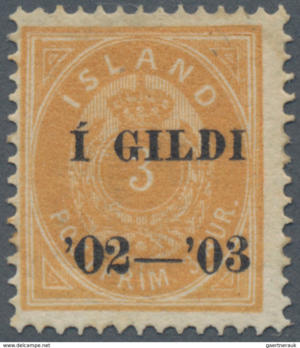 Island: 1902-03 3a. Dull Brown-orange, PERF 14x13½, Optd. "Í GILDI/'02-'03", Mint Lightly Hinged Wit - Other & Unclassified