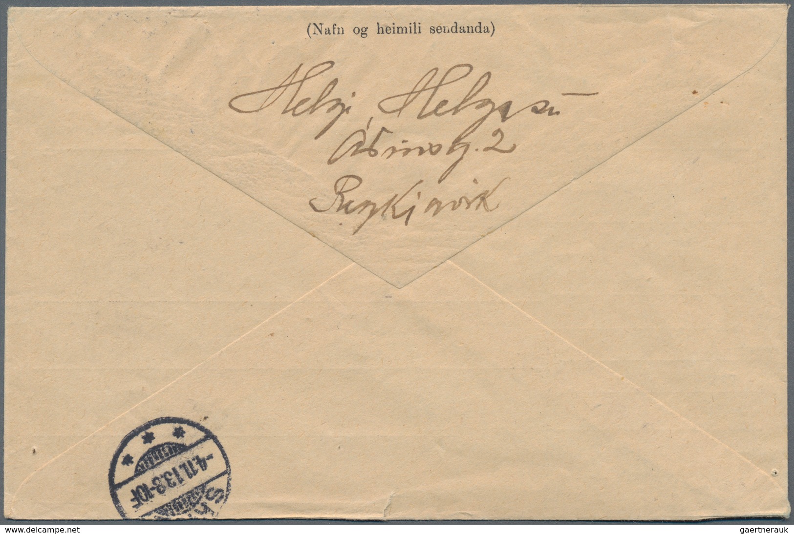 Island: 1907 16a. Brown Horizontal Strip Of Five Used On Insured Printed Parcel Acc. Cover From Reyk - Sonstige & Ohne Zuordnung