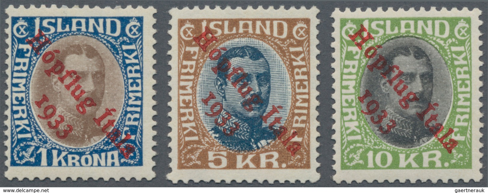 Island: 1933 "Hópflug" Complete Set, MINT NEVER HINGED, Fresh And Very Fine. Signed By P. Holcombe, - Other & Unclassified