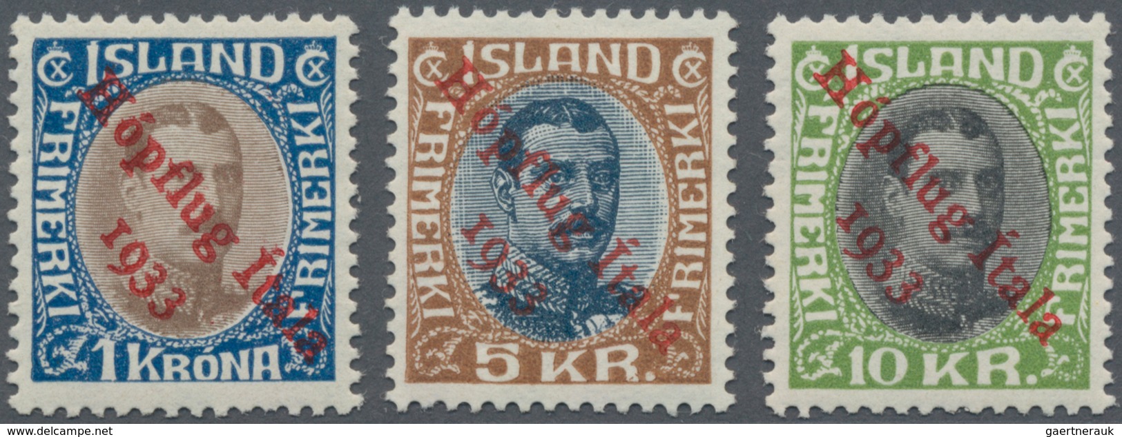 Island: 1933 "Hópflug" Complete Set, Mint With Hinge Marks On Original Gum, Fresh And Very Fine. L. - Sonstige & Ohne Zuordnung