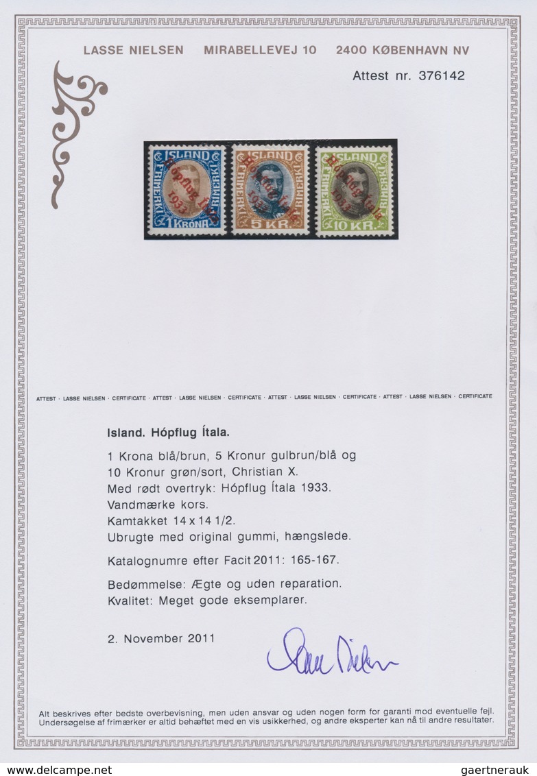 Island: 1933 "Hópflug" Complete Set, Mint With Hinge Marks On Original Gum, Fresh And Very Fine. L. - Andere & Zonder Classificatie