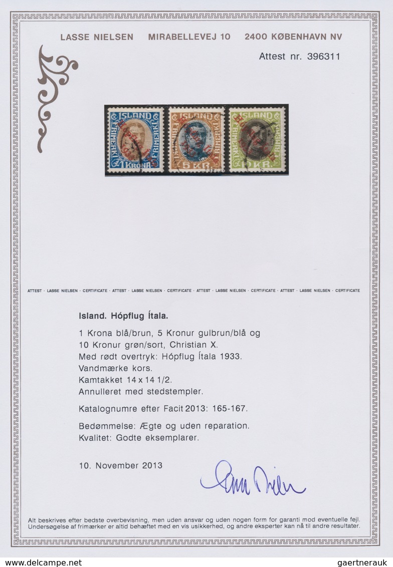 Island: 1933 "Hópflug" Complete Set, Used With Parts Of Circled Datestamps, Fresh And Fine. Singed B - Other & Unclassified