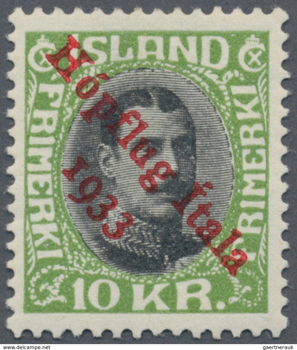 Island: 1933 "Hópflug" 10kr. Black & Green, MINT NEVER HINGED, Fresh And Very Fine. L. Nielsen Certi - Sonstige & Ohne Zuordnung