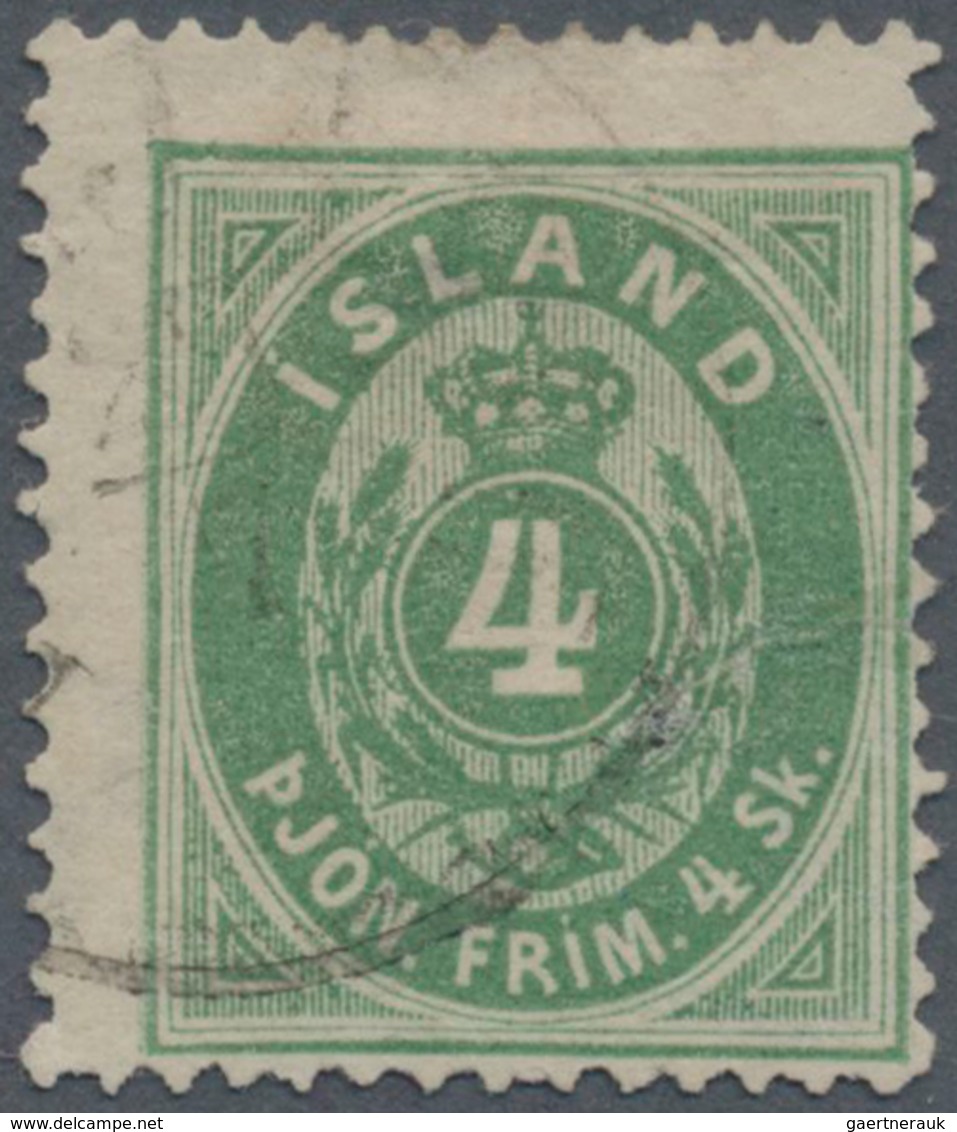 Island - Dienstmarken: 1873, 4sk. Green, Comb Perf. 14:13½, Cancelled By Reykjavik C.d.s., Some Faul - Dienstmarken