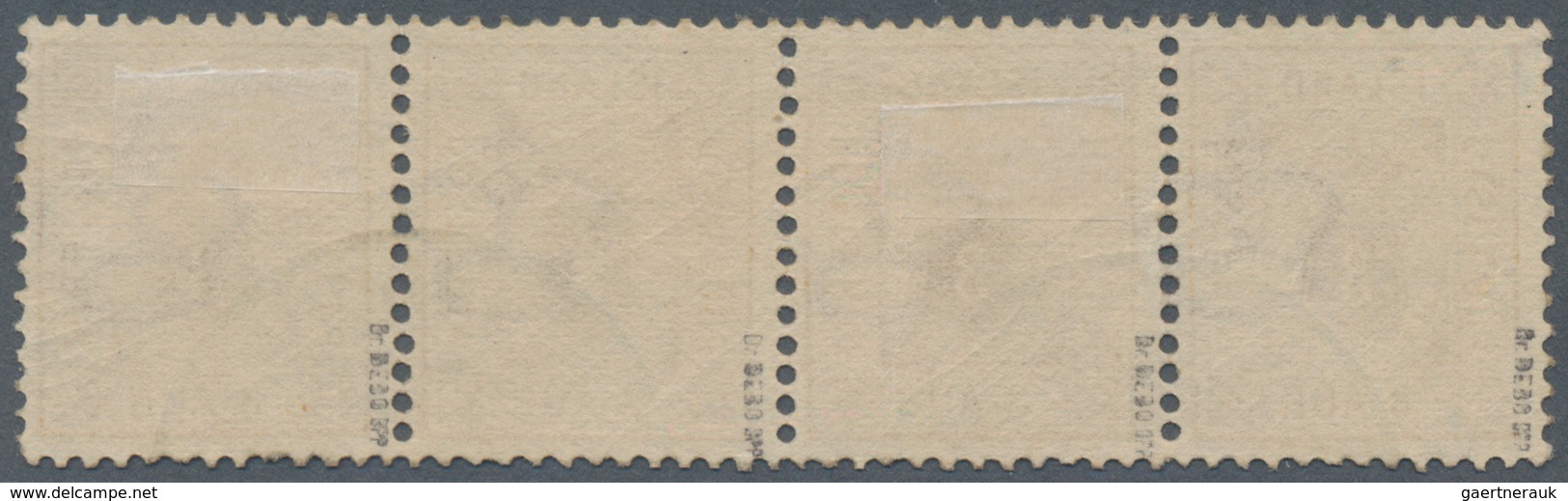 Island - Dienstmarken: 1882 3a. Ochre Horizontal Strip Of Four From 3rd Printing (1896), Perf 12¾, U - Officials