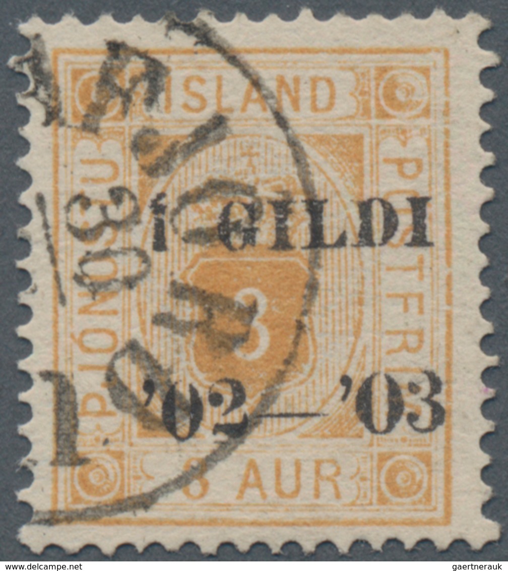 Island - Dienstmarken: 1902-03 3a. Yellow-orange, 2nd Printing, Perf 14x13½, Optd. "Í GILDI/'02-'03" - Officials