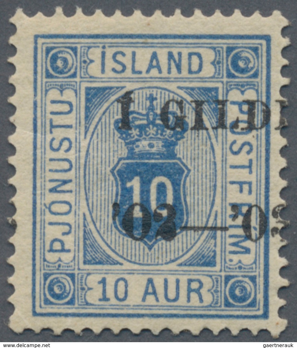 Island - Dienstmarken: 1902-03 10a. Blue With Ovpt. "Í GILDI/'02-'03" Shifted To The Right, MINT NEV - Officials