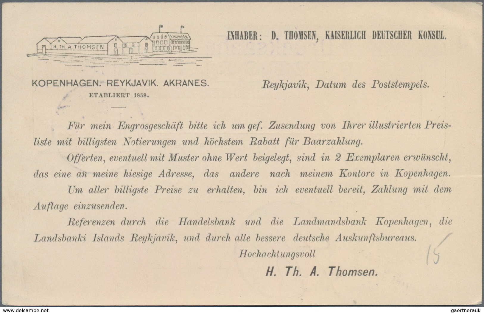 Island - Ganzsachen: 1901, 5 Aur Blue Postal Stationery Postcard To Berlin With Additional Print On - Ganzsachen
