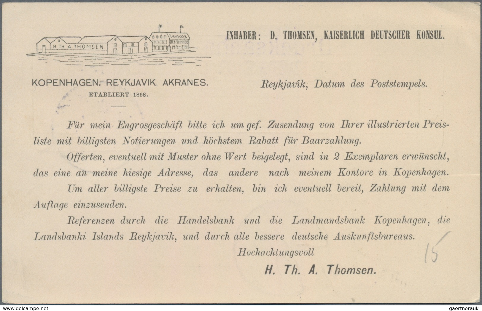 Island - Ganzsachen: 1901, 5 Aur Blue Postal Stationery Postcard To Berlin With Additional Print On - Postal Stationery