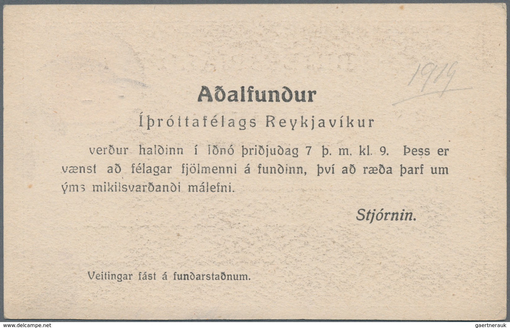 Island - Ganzsachen: 1919, 5 A On 8 A Postal Stationery Card With Additional Printing On Reverse, Us - Ganzsachen