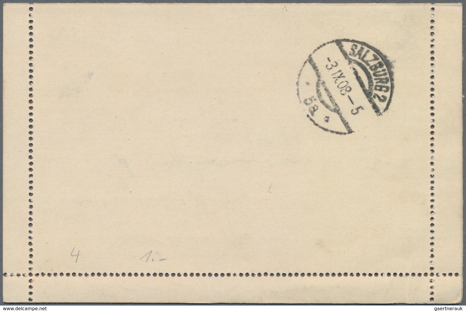 Island - Ganzsachen: 1908, 10 Aur Card Letter With Margins Sent Uprated From REYKJAVIK To Salzburg. - Postwaardestukken