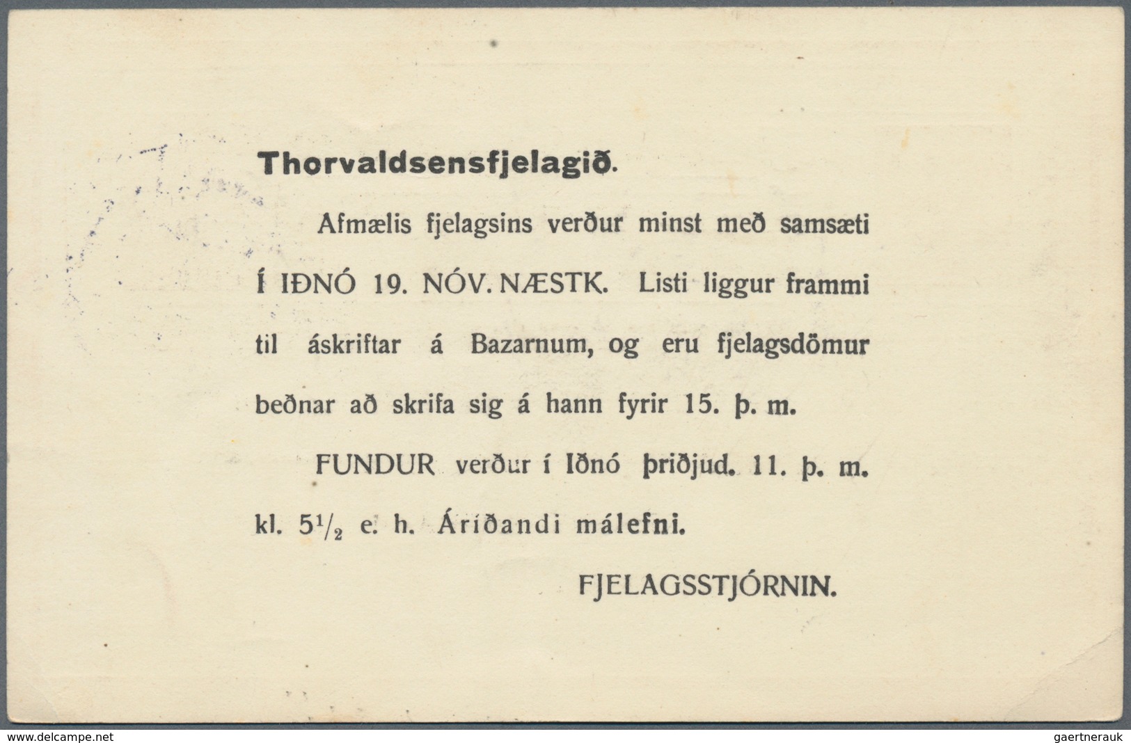 Island - Ganzsachen: 1908, 7 used postal stationery postcards incl. five cards 3 Aur with printed te