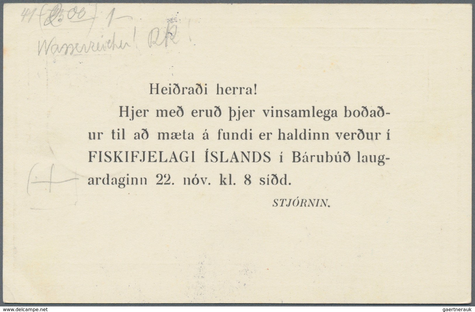 Island - Ganzsachen: 1908, 7 used postal stationery postcards incl. five cards 3 Aur with printed te