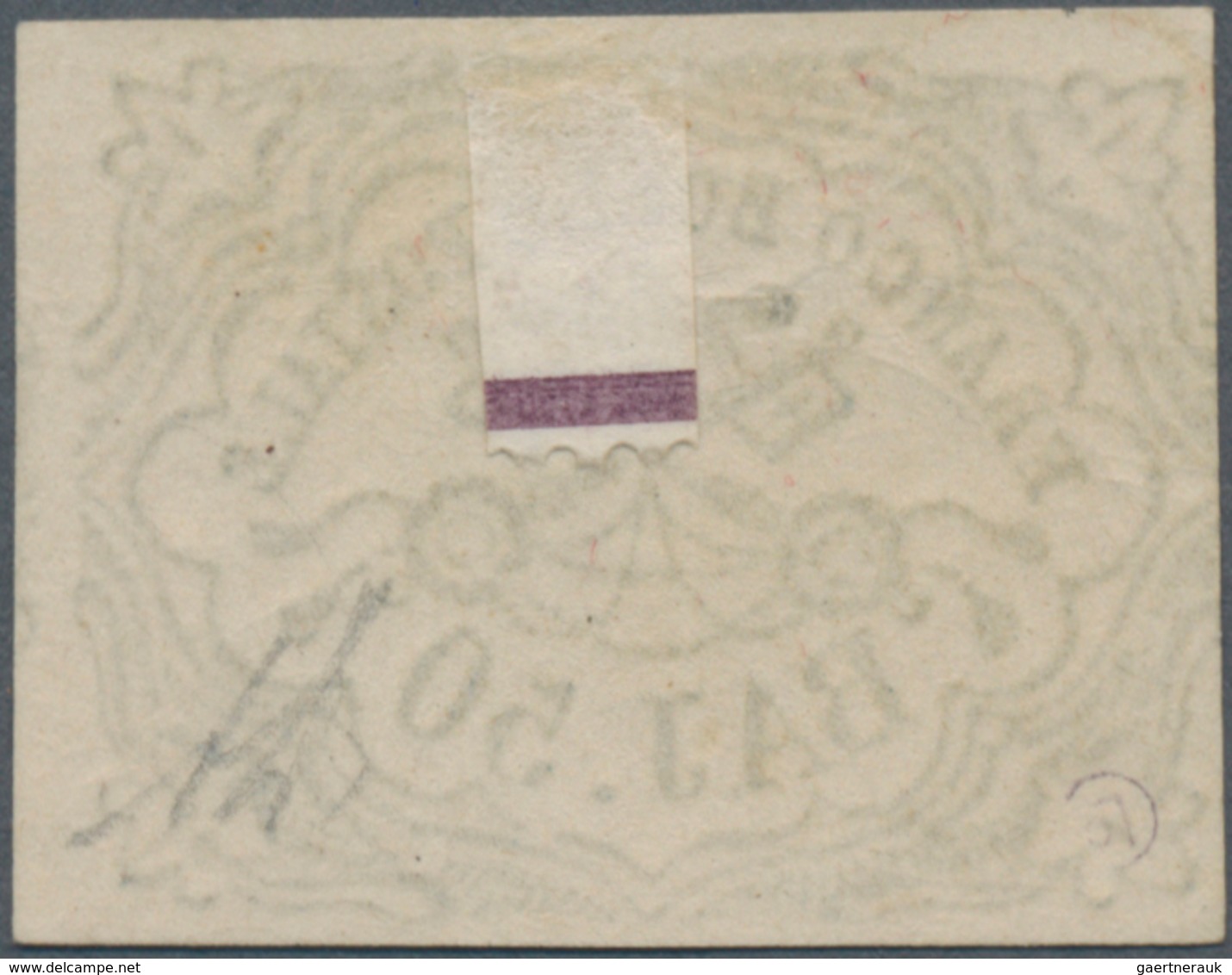 Italien - Altitalienische Staaten: Kirchenstaat: 1852, 50 Baj Blue, Three Full Margins, Left Side Sl - Papal States