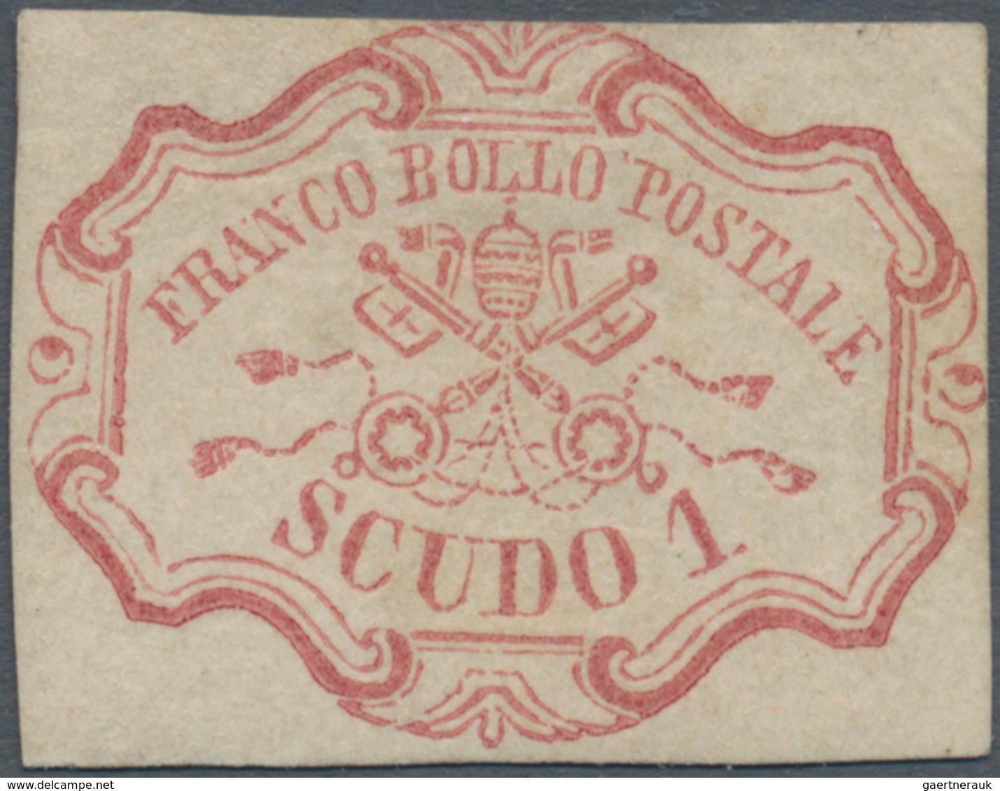 Italien - Altitalienische Staaten: Kirchenstaat: 1852, 1 Sc Rose-carmine Mint With Original Gum, The - Papal States