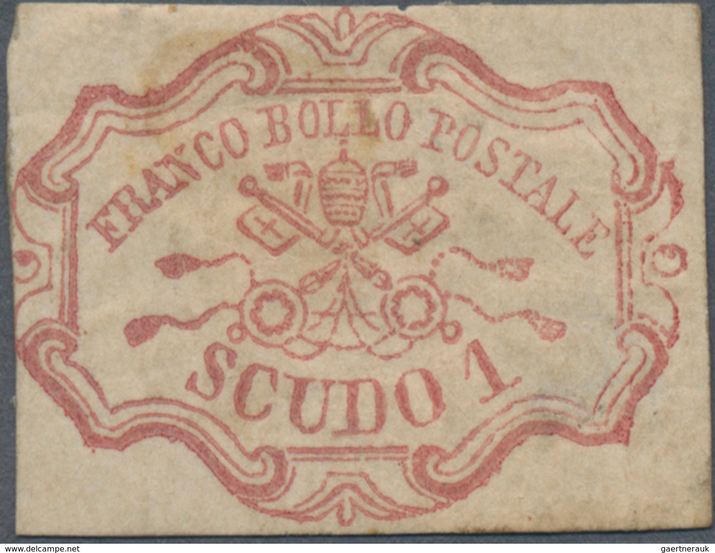 Italien - Altitalienische Staaten: Kirchenstaat: 1852, 1 Scudo Rose-red Unused With Original Gum And - Kerkelijke Staten