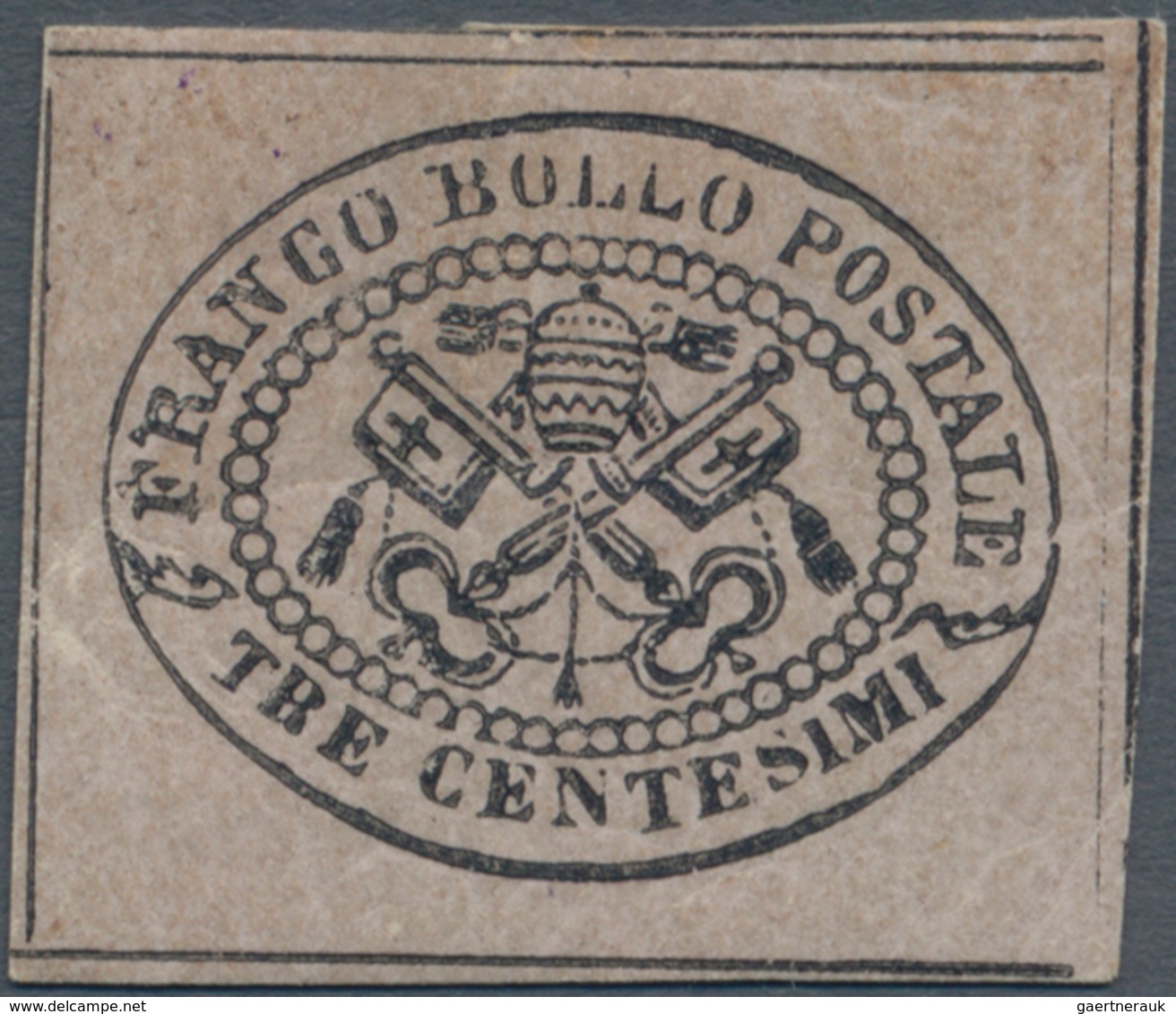 Italien - Altitalienische Staaten: Kirchenstaat: 1867, 3 Cent, Redish-grey, Mint, A Little Aged, Dif - Etats Pontificaux