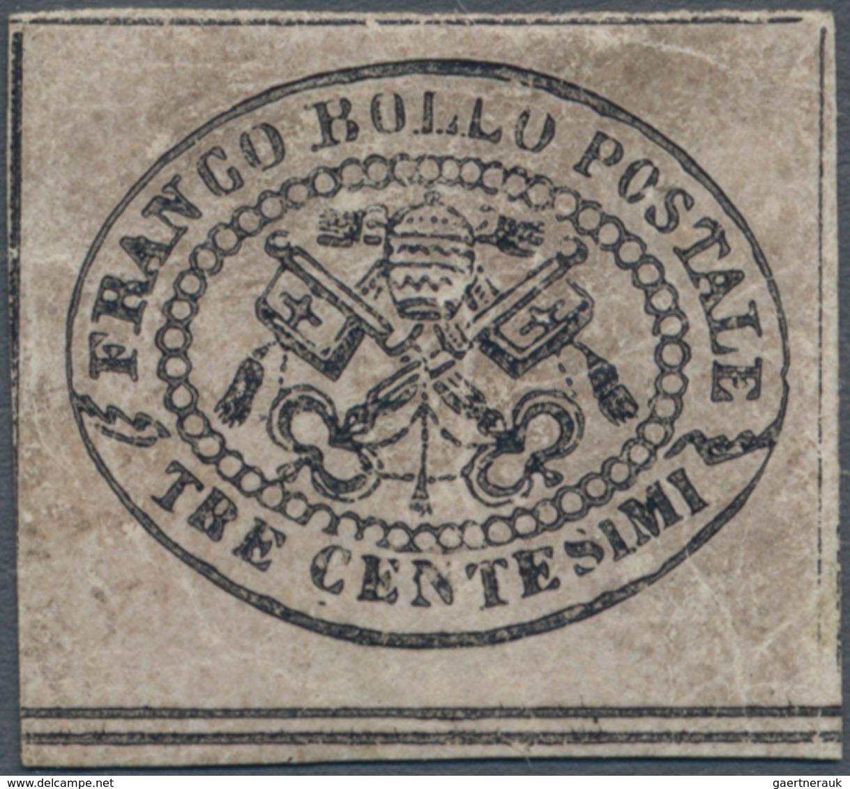 Italien - Altitalienische Staaten: Kirchenstaat: 1867, 3 C. Greyish Rose, Good To Wide Margins, A Li - Papal States