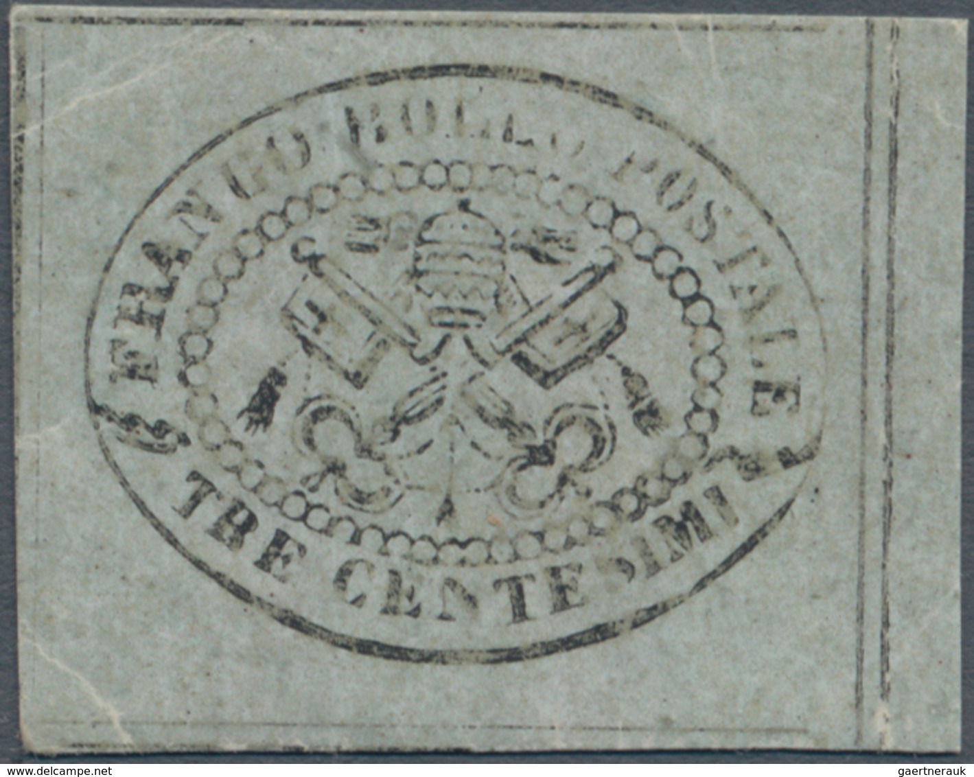 Italien - Altitalienische Staaten: Kirchenstaat: 1867, 3 C Bluish-grey, Mint, Good Margins. Signed A - Kirchenstaaten