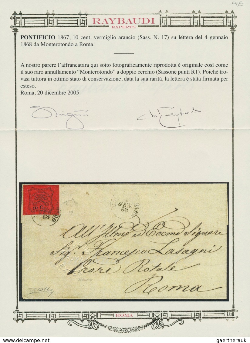 Italien - Altitalienische Staaten: Kirchenstaat: 1867, 10 Cent. Orange-vermilion Cancelled With The - Kerkelijke Staten