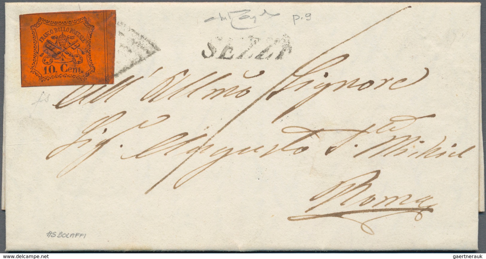 Italien - Altitalienische Staaten: Kirchenstaat: 1867. 20 C Black On Vermilion, Imperforated, Tied B - Papal States