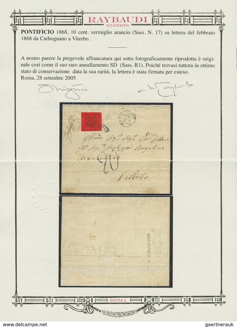 Italien - Altitalienische Staaten: Kirchenstaat: 1868: CARBOGNANO, Very Rare Linear Post Mark In Str - Papal States