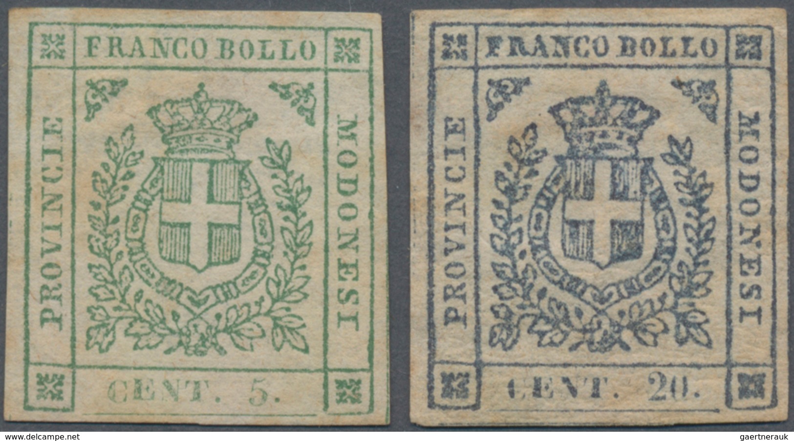 Italien - Altitalienische Staaten: Modena: 1859. Provisional Government. 5 C Green And 30 C Dark Gre - Modena