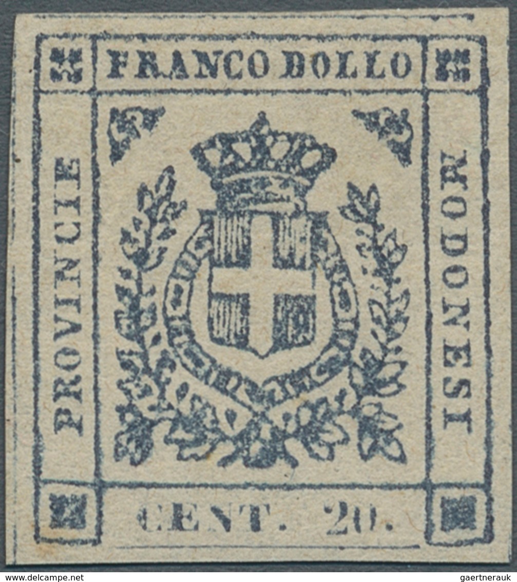 Italien - Altitalienische Staaten: Modena: 1859. Provisional Government. 20 Cent. Blue Violet, Mint - Modena
