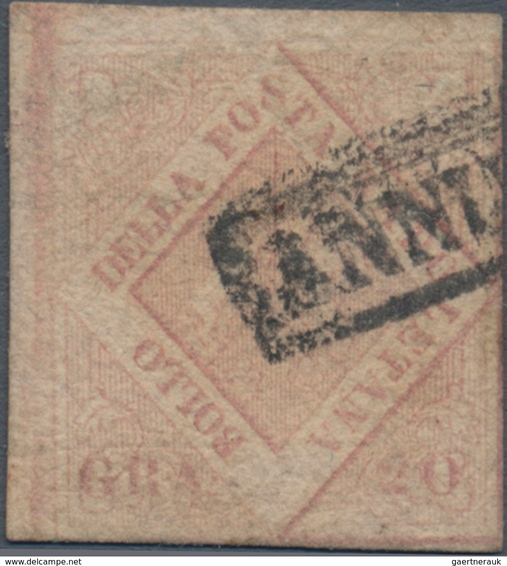 Italien - Altitalienische Staaten: Neapel: 1858, 20 Gr Lilac-rose Cancelled With Frame Postmark, On - Napels