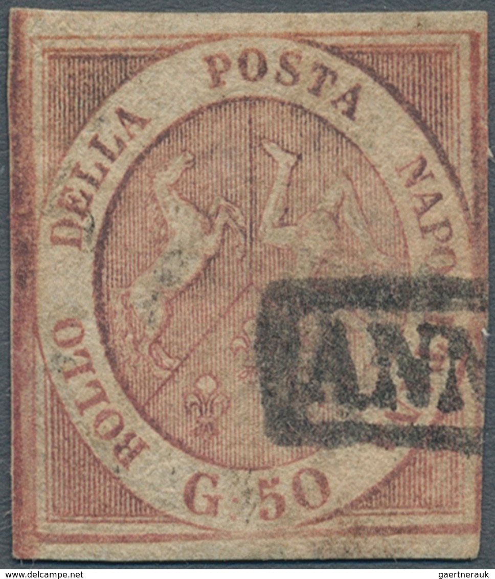 Italien - Altitalienische Staaten: Neapel: 1859. 50 Grana Brownish-rose, Cancelled With Part Of Fram - Neapel