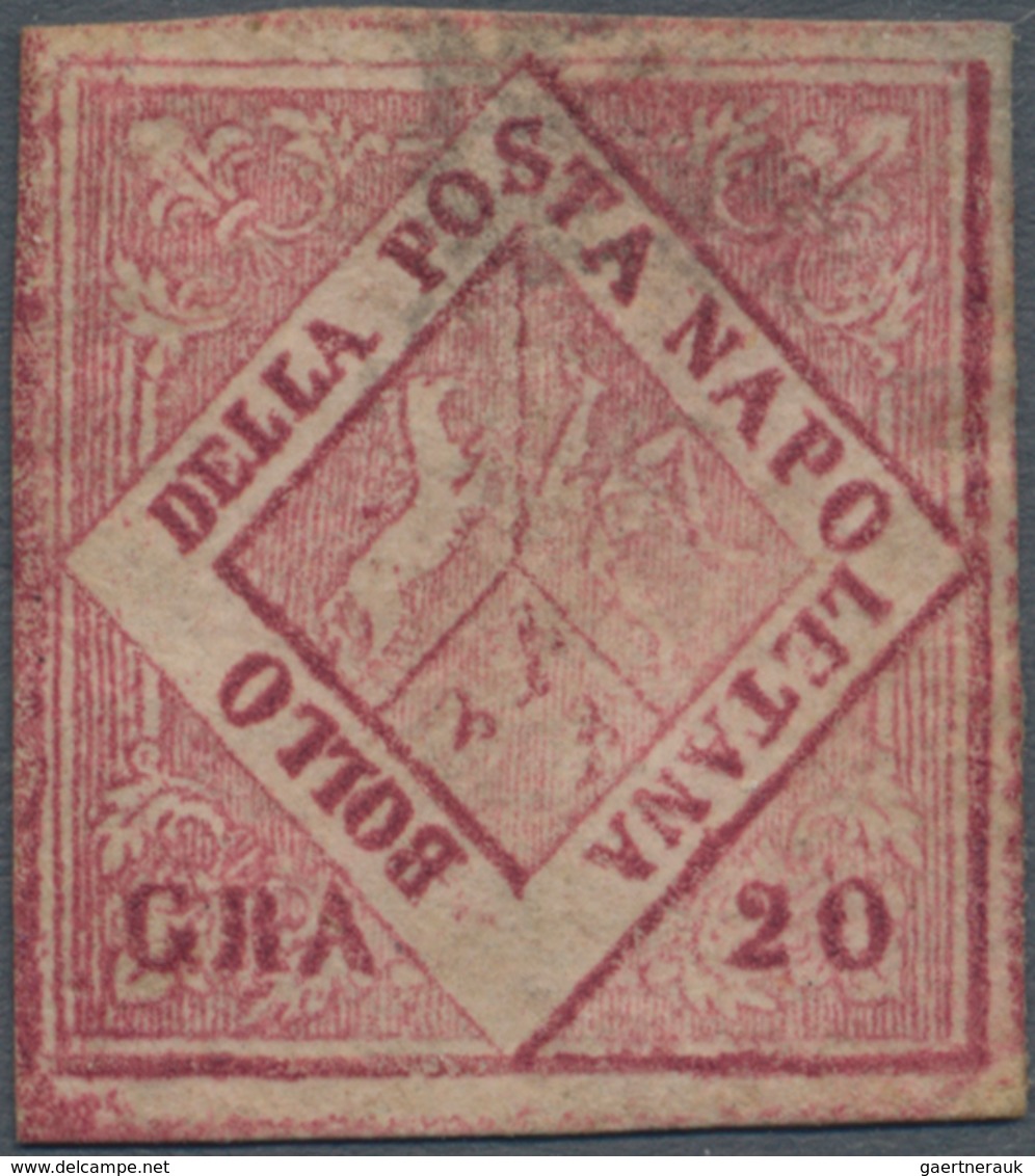 Italien - Altitalienische Staaten: Neapel: 1859/1861, 20 Gr Carmine, POSTAL FORGERY (Falso Per Posta - Napels