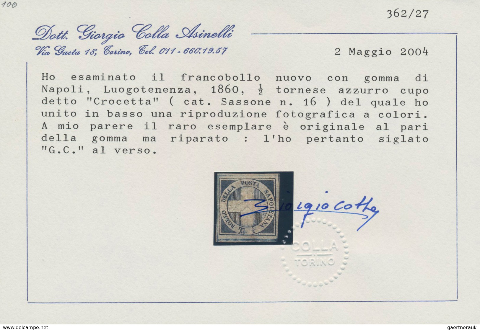 Italien - Altitalienische Staaten: Neapel: 1860, 1/2 Tornese Blue So-called "Savoy Cross" Unused Wit - Neapel