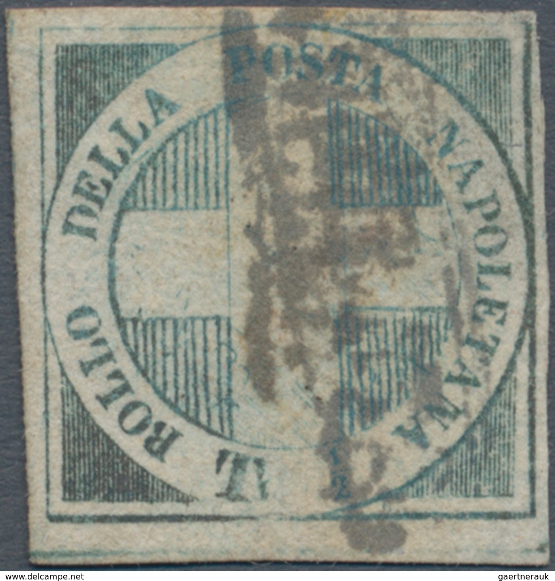 Italien - Altitalienische Staaten: Neapel: 1860. 1/2 Tornese Blue "Crocetta", Oxidized, Certificate - Neapel