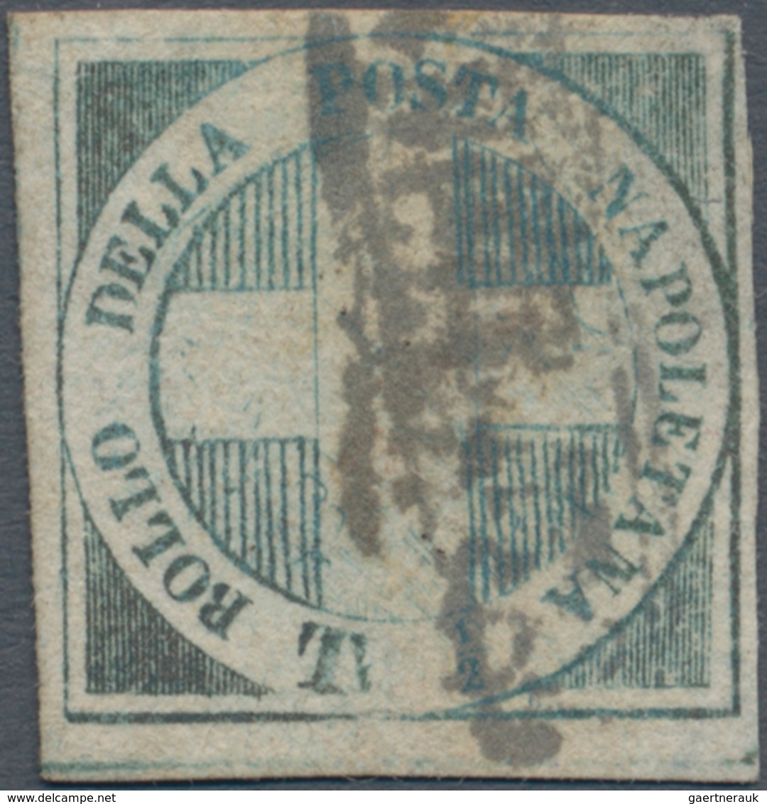 Italien - Altitalienische Staaten: Neapel: 1860. 1/2 Tornese Blue "Crocetta", Oxidized, Certificate - Napels