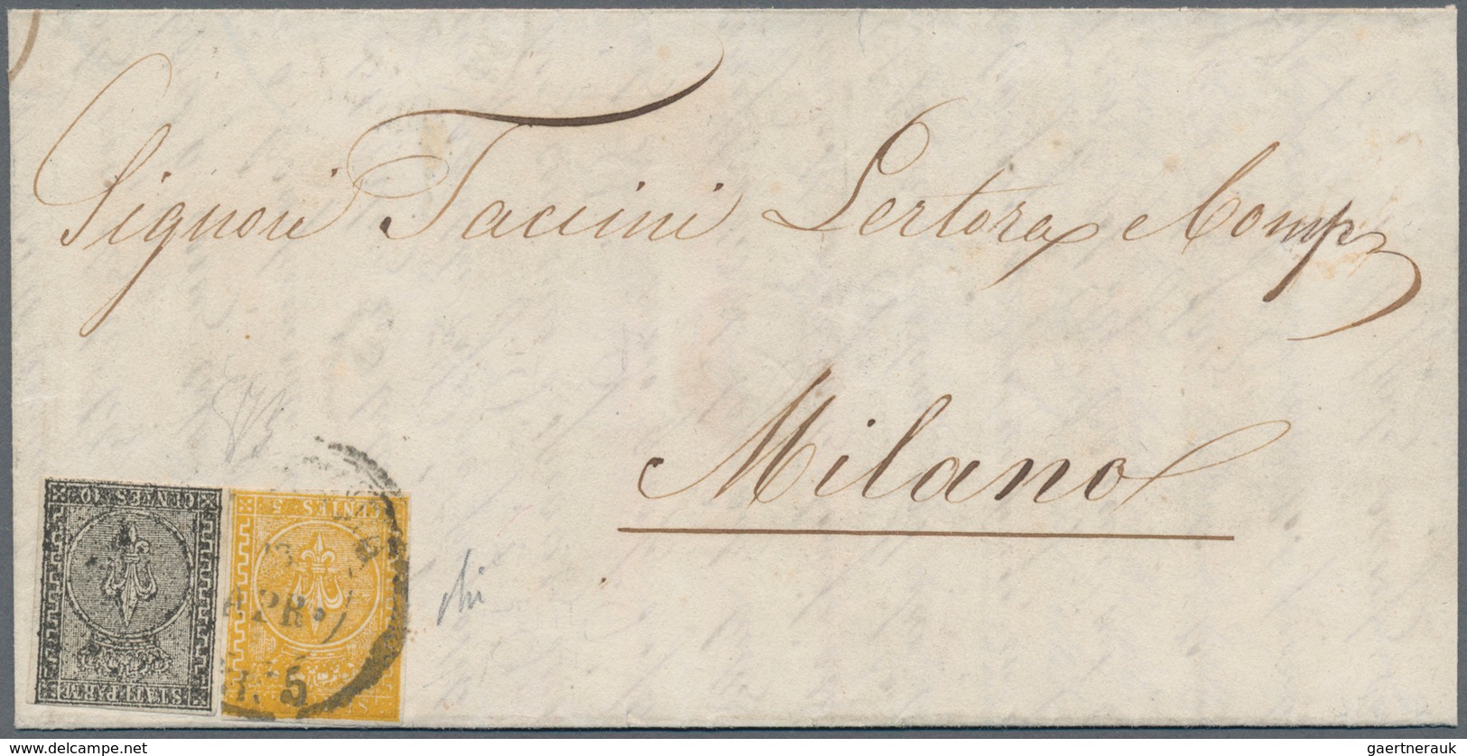 Italien - Altitalienische Staaten: Parma: 1852/1853, 10 Cent. Black On White And 5 Cent. Yellow-oran - Parma