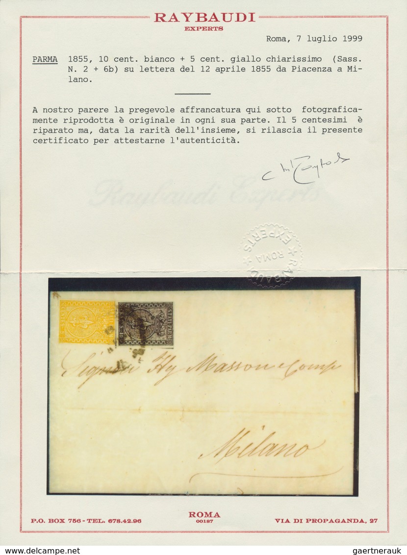 Italien - Altitalienische Staaten: Parma: 1855, 10c. Black And 5c. Bright Yellow, Attractive Frankin - Parma