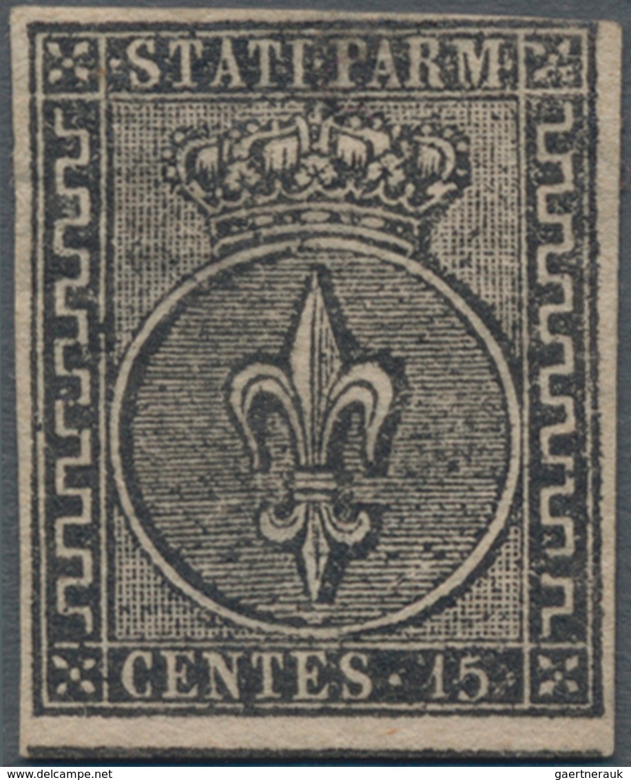 Italien - Altitalienische Staaten: Parma: 1852, 15 C Black On Rose Unused With A Rest Of Hinge, All - Parma