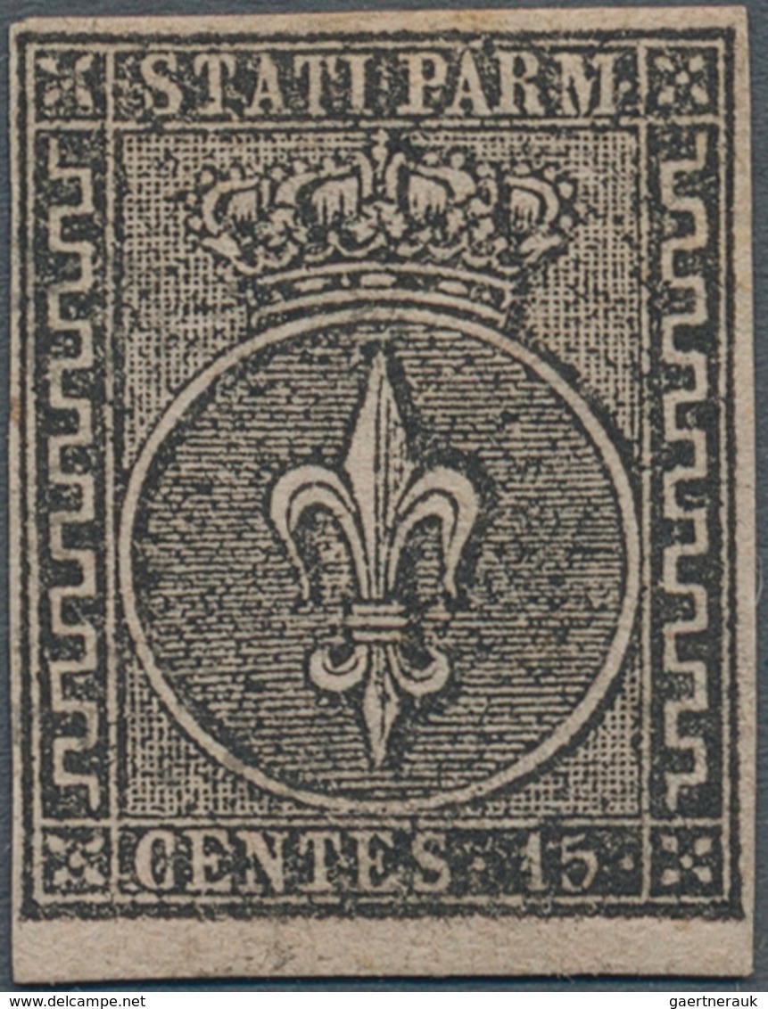 Italien - Altitalienische Staaten: Parma: 1852. 15 Centes. Black On Light Rose, Good Margins, Unused - Parma