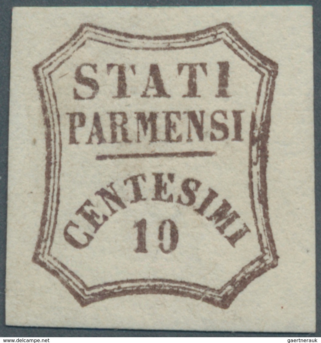 Italien - Altitalienische Staaten: Parma: 1859, 10 Cent Dark Brown Mint Never Hinged, Stamp With Fre - Parma