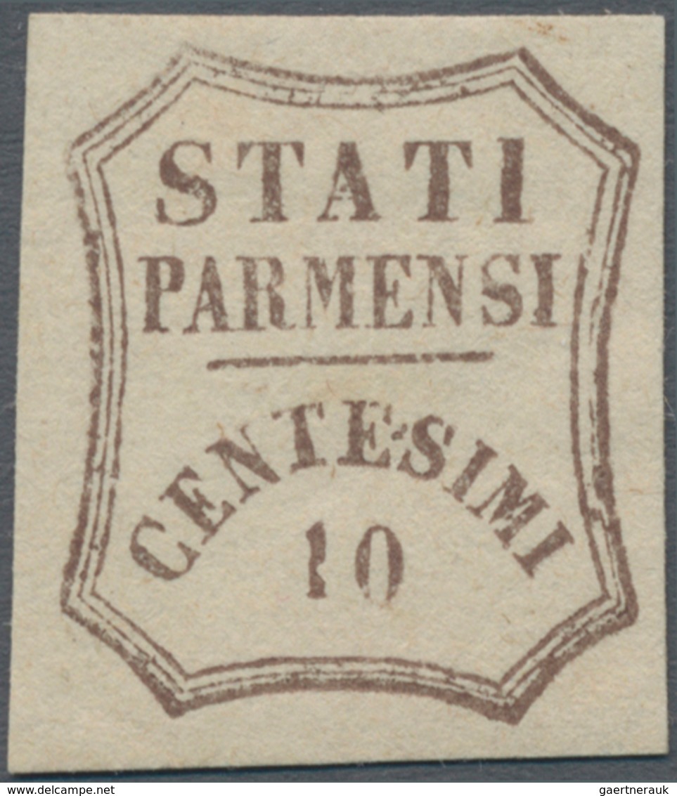 Italien - Altitalienische Staaten: Parma: 1859, 10 Cent. Dark Brown Mint With Original Gum In Perfec - Parma