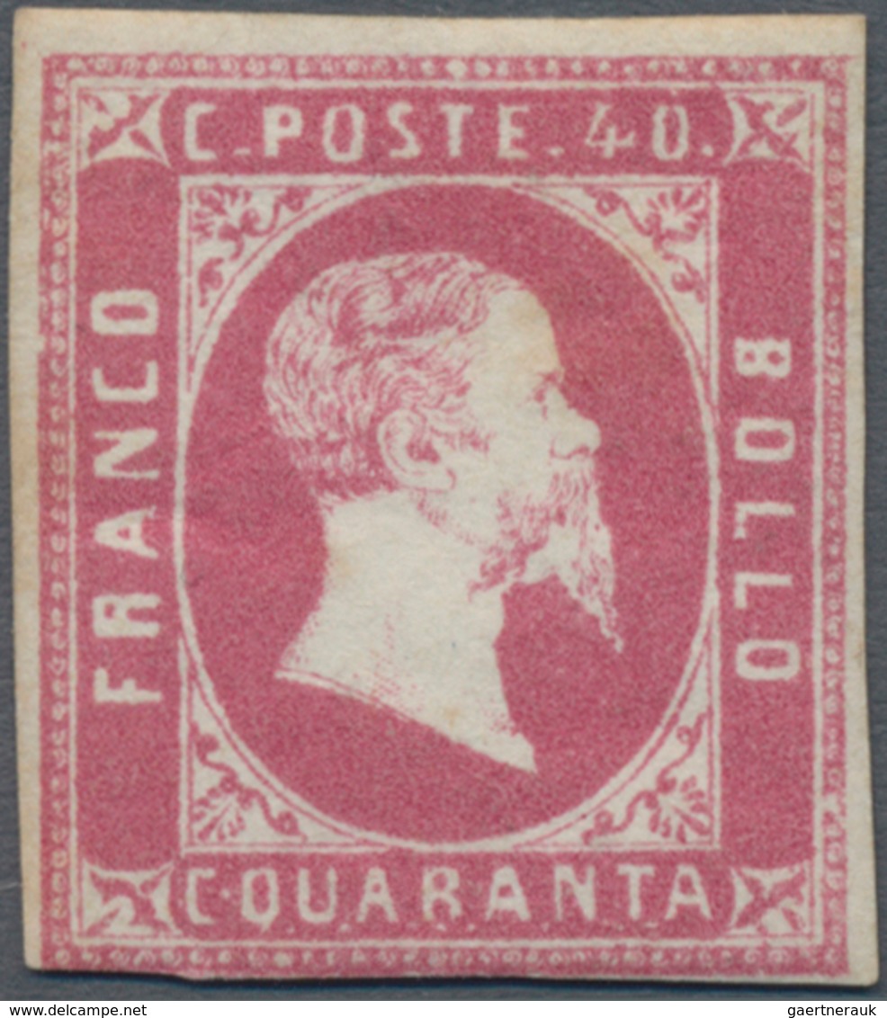 Italien - Altitalienische Staaten: Sardinien: 1851, 40 C Rose Unused With Original Gum And A Rest Of - Sardinia