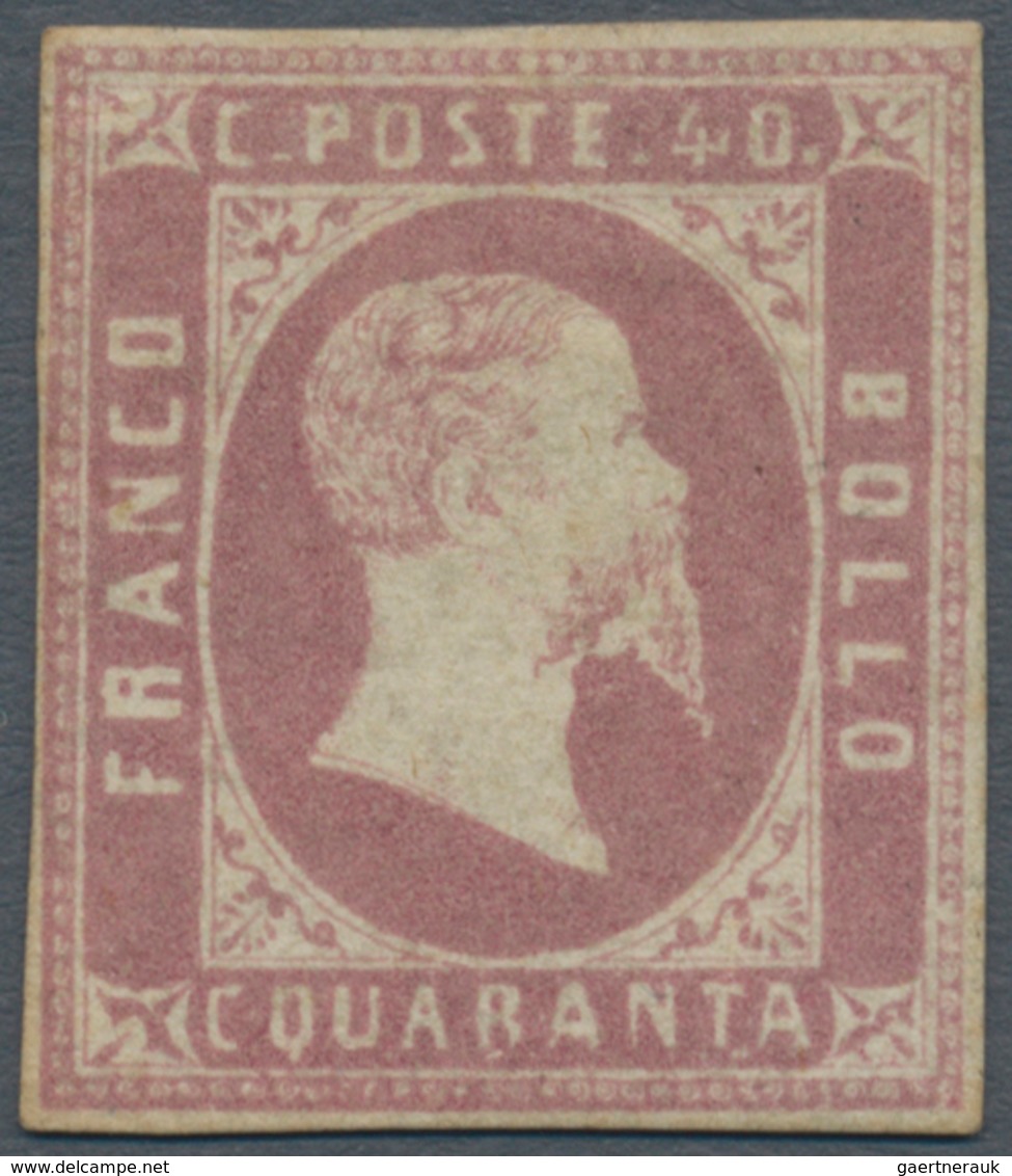 Italien - Altitalienische Staaten: Sardinien: 1851: 40 Centesimi, Lila Rosa, Mint With Part Of Origi - Sardinien