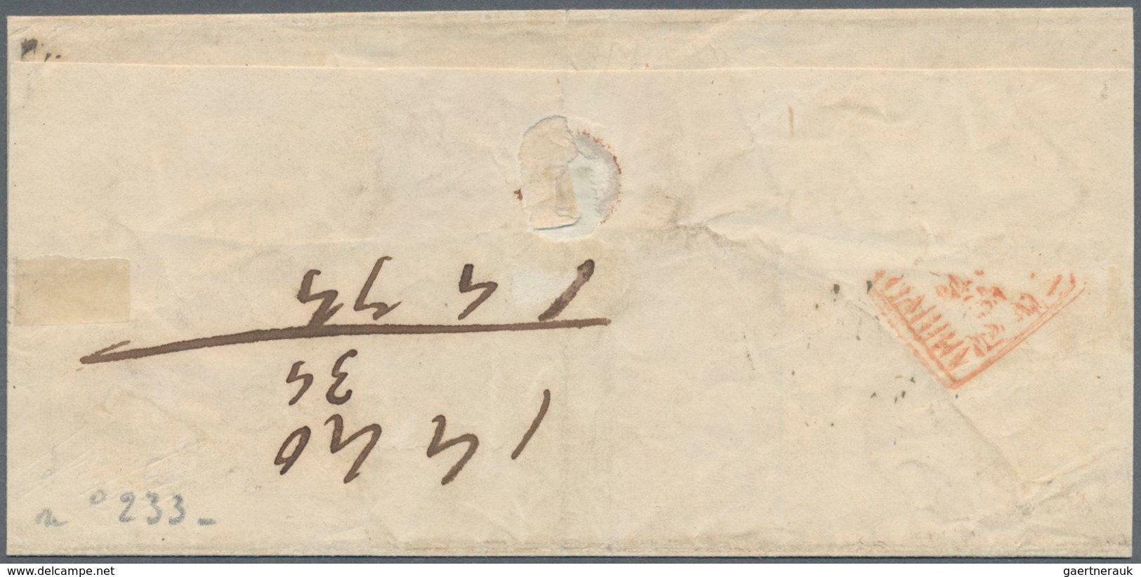 Italien - Altitalienische Staaten: Sardinien: 1853, 5 C Blue-green Tied By Circle Cancel GENOVA On F - Sardinië