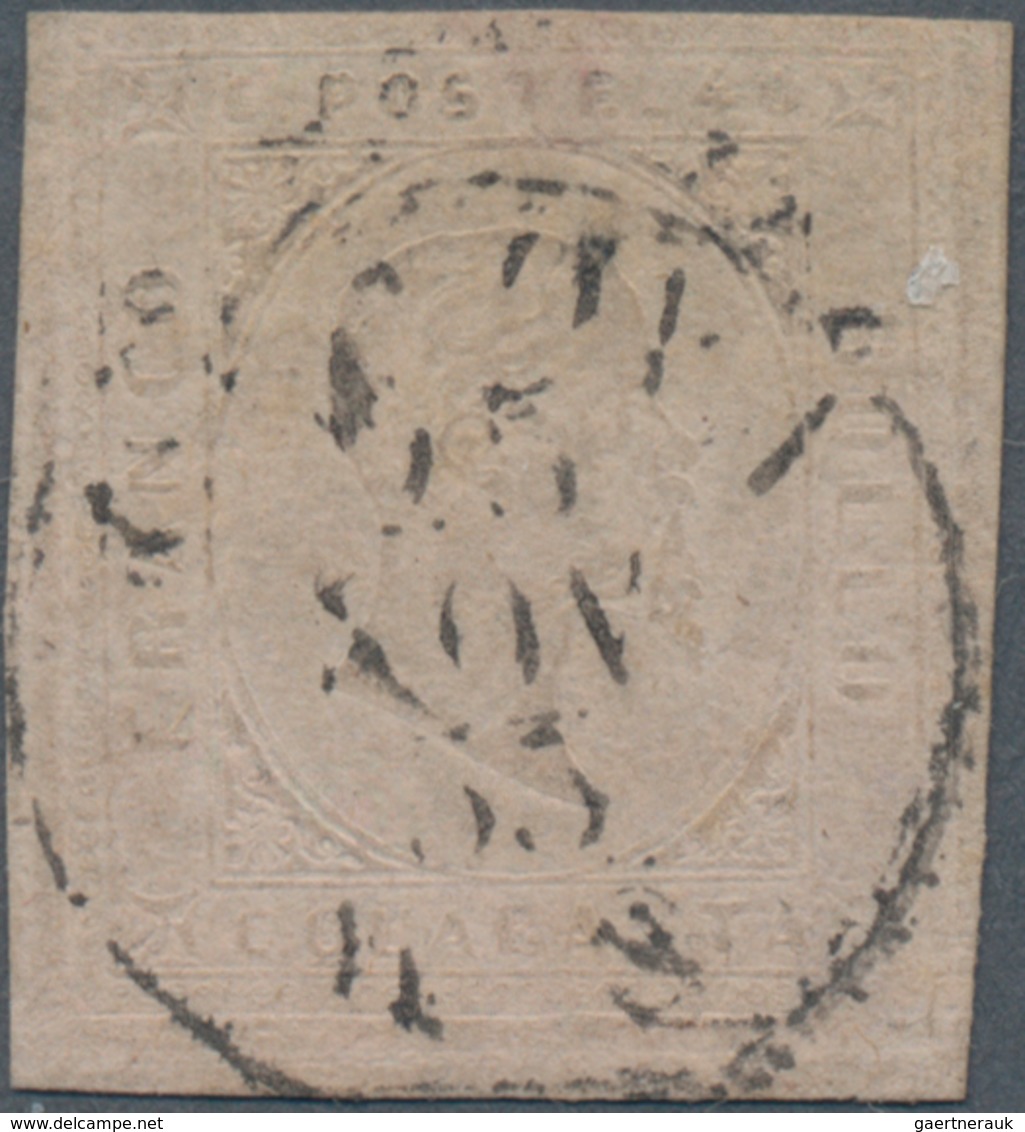 Italien - Altitalienische Staaten: Sardinien: 1853, 40 C Pale Rose Cancelled With Circle Postmark, U - Sardinia