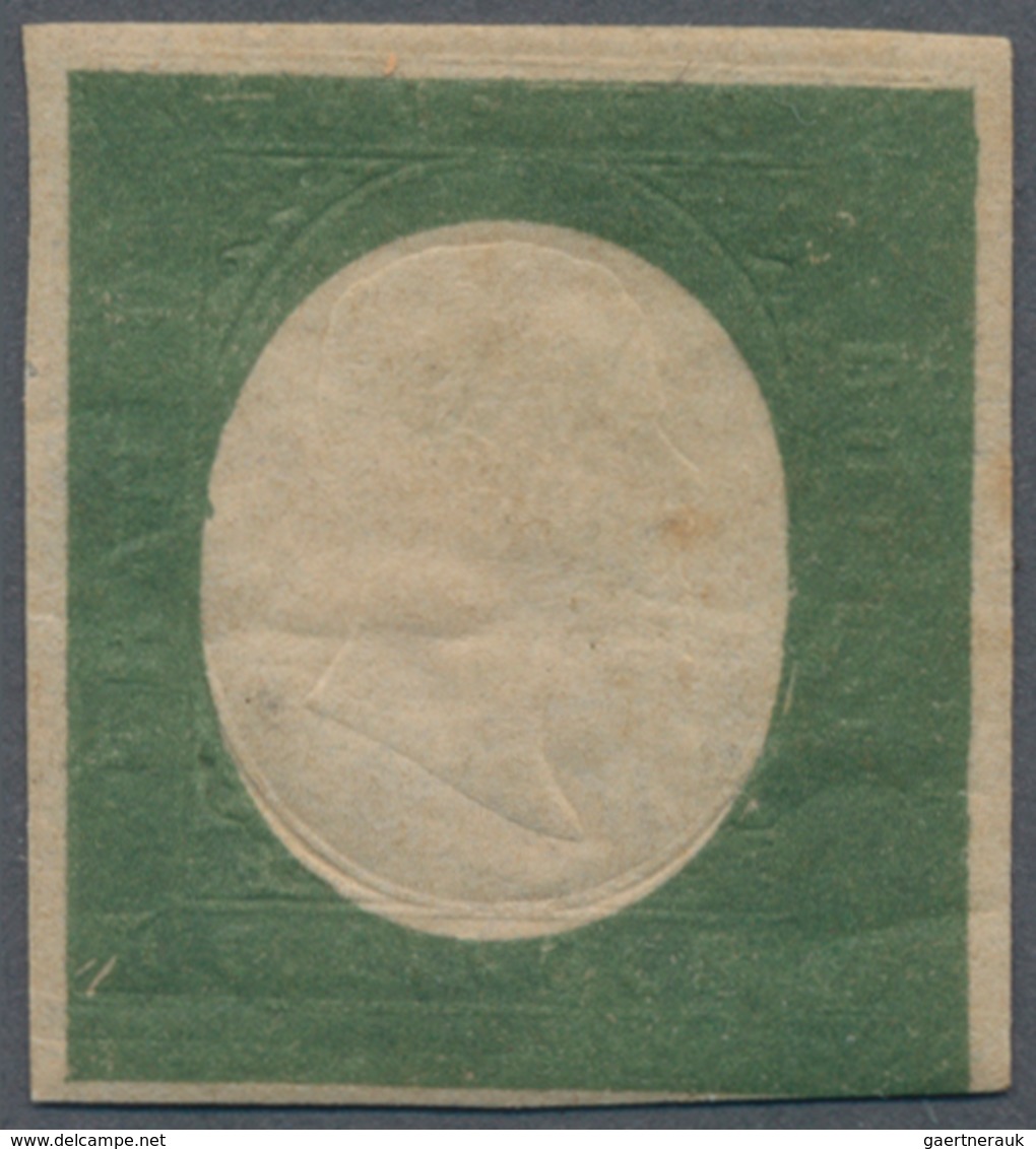 Italien - Altitalienische Staaten: Sardinien: 1854, 5 Cent. Dark Olive Green, Not Issued Stamp In Th - Sardinia