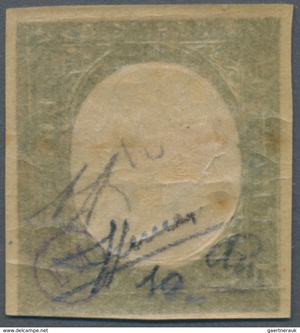 Italien - Altitalienische Staaten: Sardinien: 1854, 5 Cent. Dark Olive Green, Not Issued Stamp In Th - Sardinië
