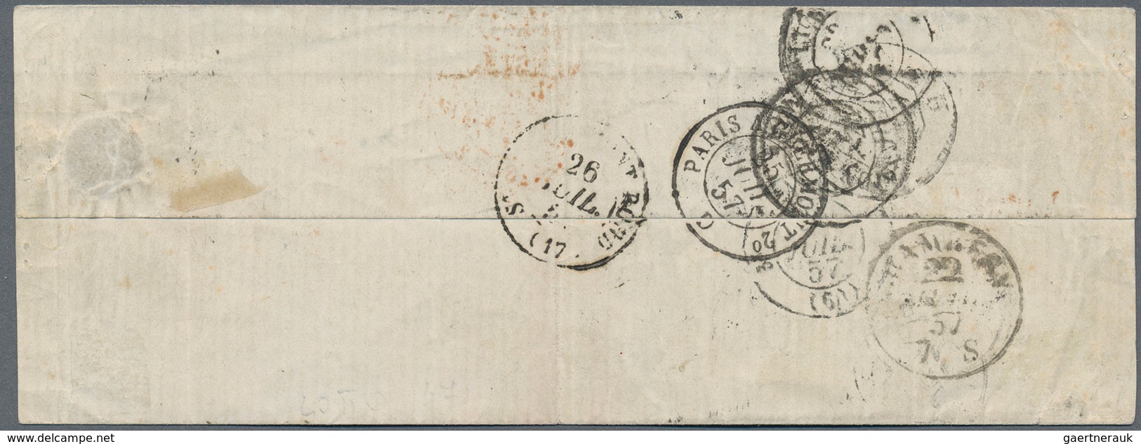 Italien - Altitalienische Staaten: Sardinien: 1855, Viktor Emanuel A Cover Bearing A Pair 5 C Deep-g - Sardinia