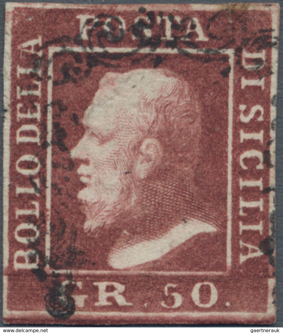 Italien - Altitalienische Staaten: Sizilien: 1859. 50 Gr. Reddish Brown, Faults, Cancelled By Typica - Sicily