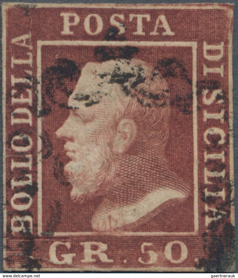 Italien - Altitalienische Staaten: Sizilien: 1859. 50 Gr. Reddish Brown, Good Margins, Cancelled By - Sizilien